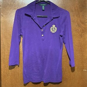 Shirt, 3/4 sleeve, plum, gently worn